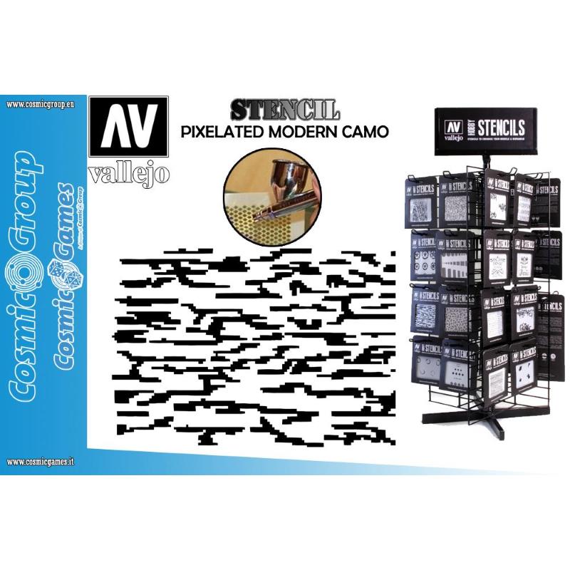 Stencil Stcam004 Pixelated Modern Camo