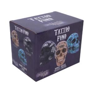 BLUE TATTOO SKULL MONEY BOX Nemesis Now