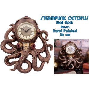 STEAMPUNK OCTOPUS SQUID WALL CLOCK