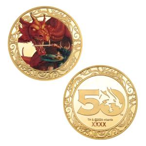 Dungeons & Dragons 50th Anniversary 24k Gold Plated Coin with Colour Print Fanattik