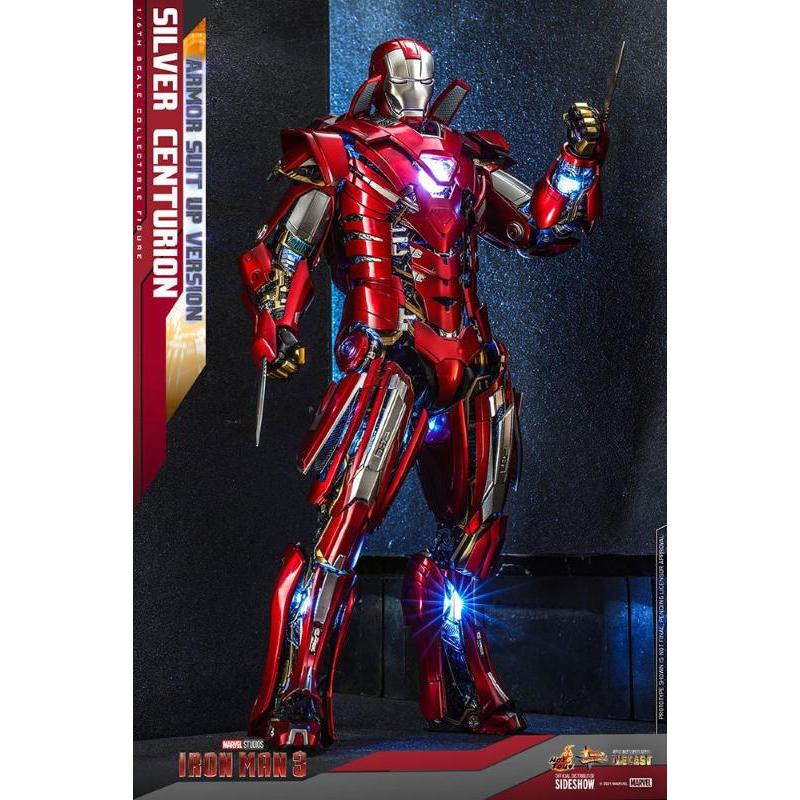 Iron Man 3 1/6 Silver Centurion Armor Suit Up Version Hot Toys