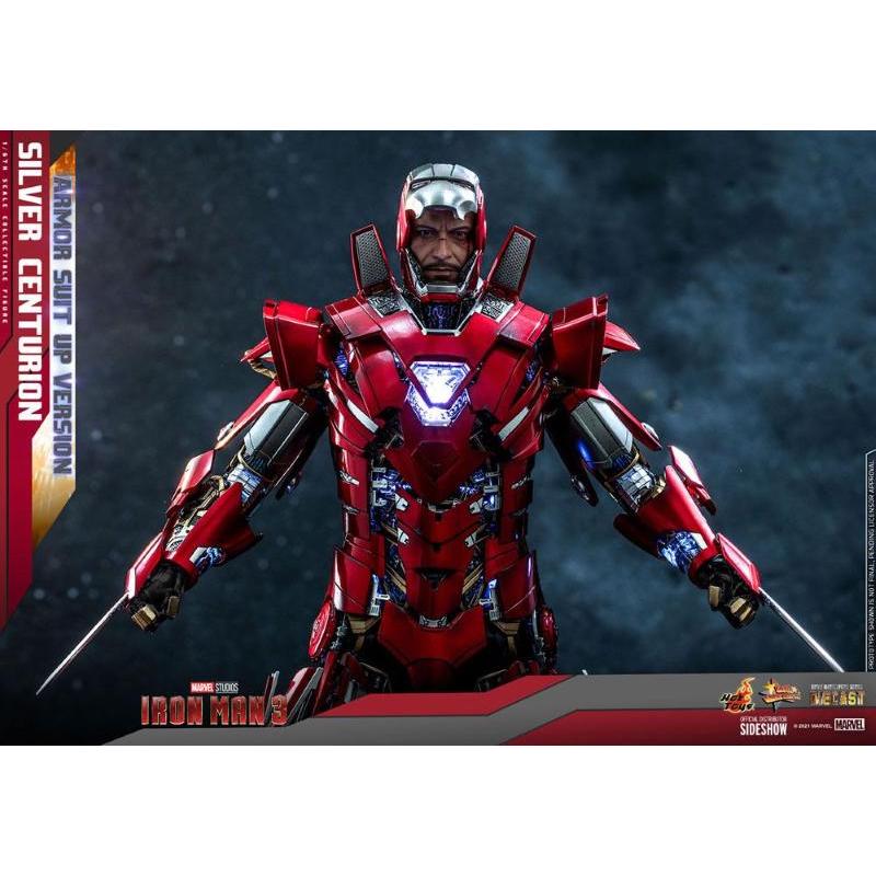 Iron Man 3 1/6 Silver Centurion Armor Suit Up Version Hot Toys