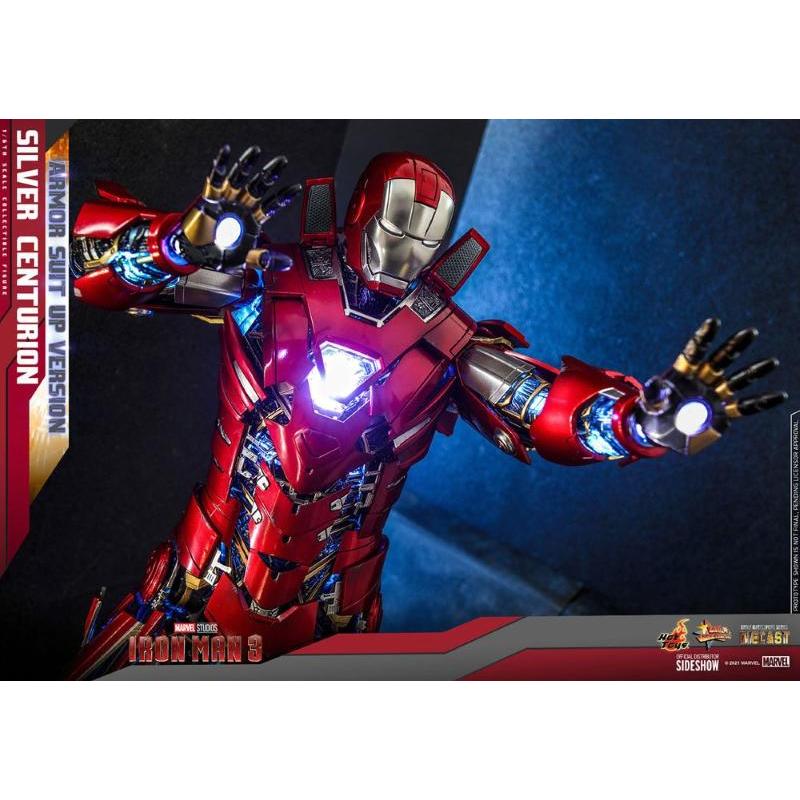 Iron Man 3 1/6 Silver Centurion Armor Suit Up Version Hot Toys
