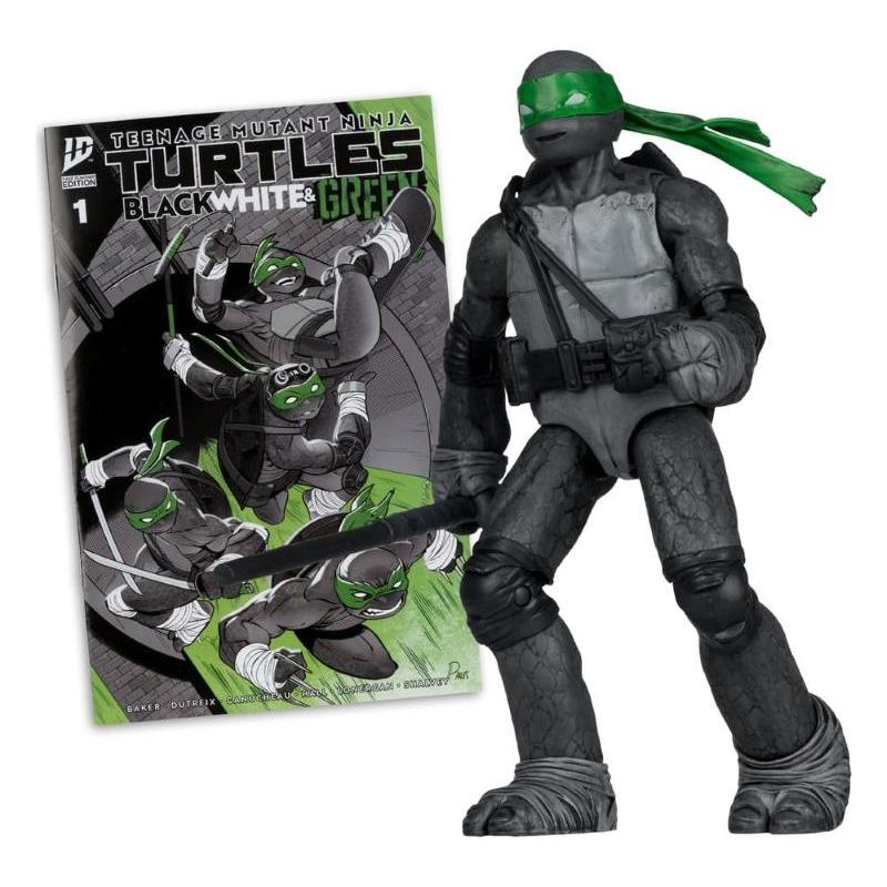 Ninja Turtles Michelangelo With Comic Black White & Green Variant McFarlane Toys
