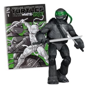 Ninja Turtles Leonardo With Comic Black White & Green Variant McFarlane Toys