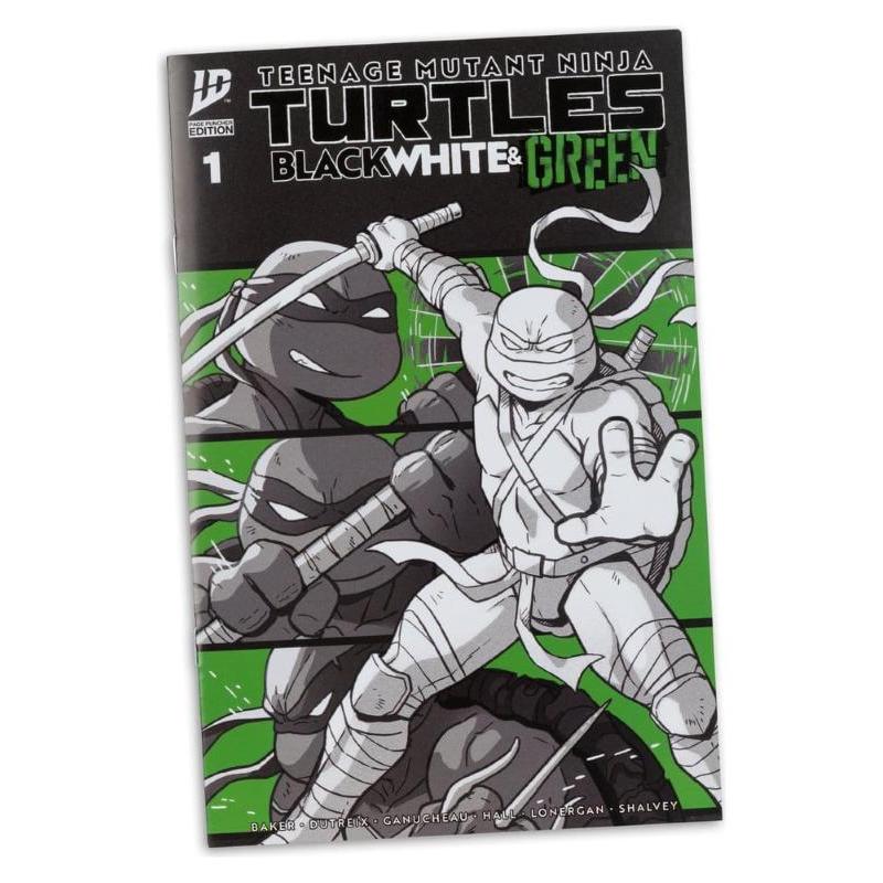 Ninja Turtles Leonardo With Comic Black White & Green Variant McFarlane Toys