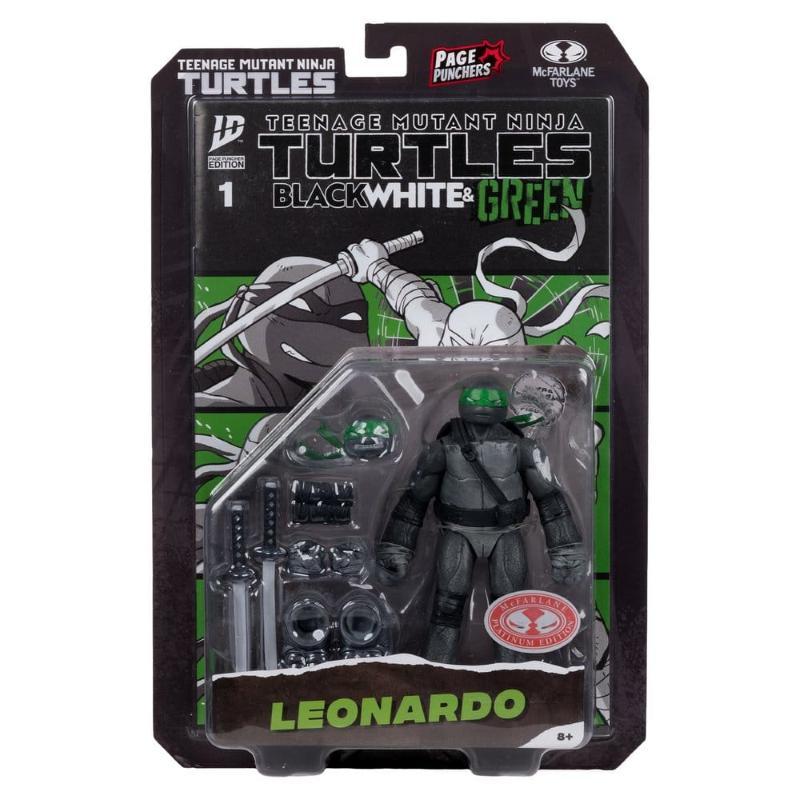 Ninja Turtles Leonardo With Comic Black White & Green Variant McFarlane Toys