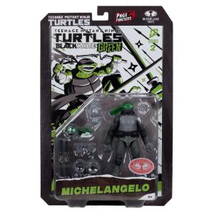 Ninja Turtles Michelangelo With Comic Black White & Green Variant McFarlane Toys