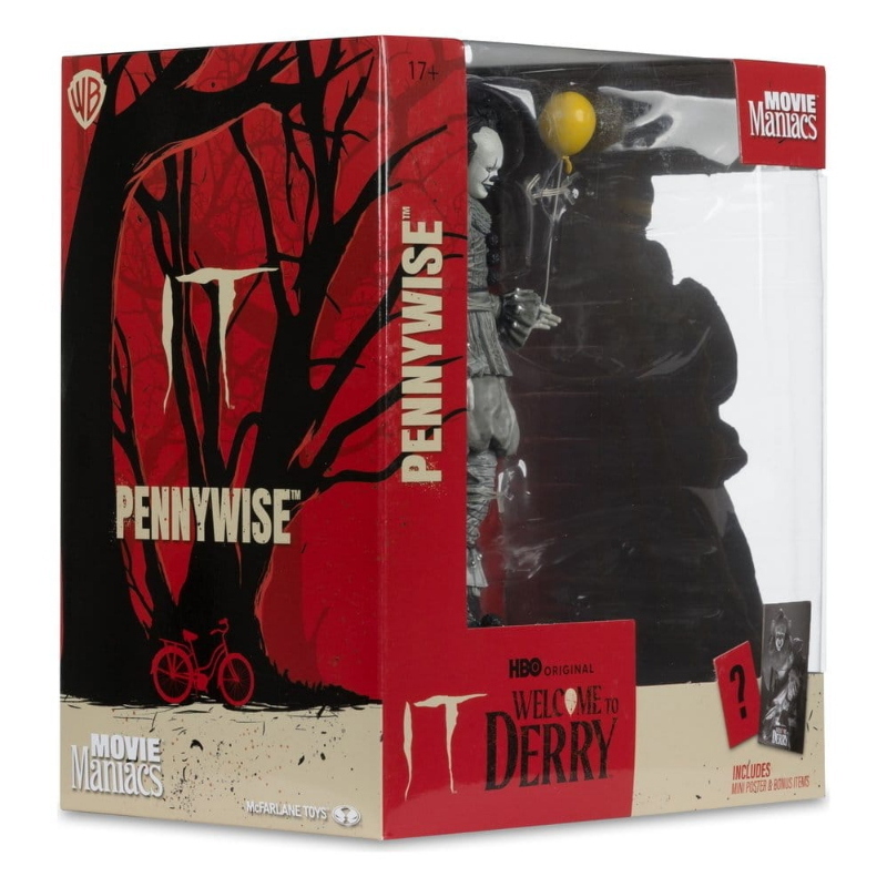 IT - Welcome to Derry Black & White Pennywise Movie Maniacs McFarlane Toys