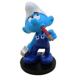 Puffi The Smurfs - Blue Resin Statua Handy Smurf Puppy