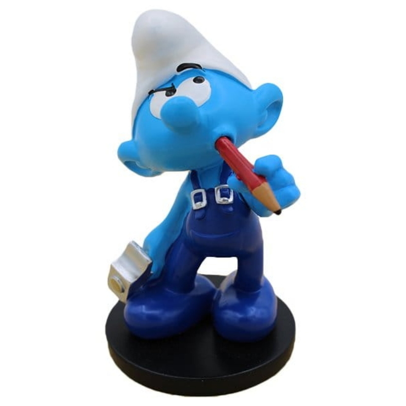 Puffi The Smurfs - Blue Resin Statua Handy Smurf Puppy