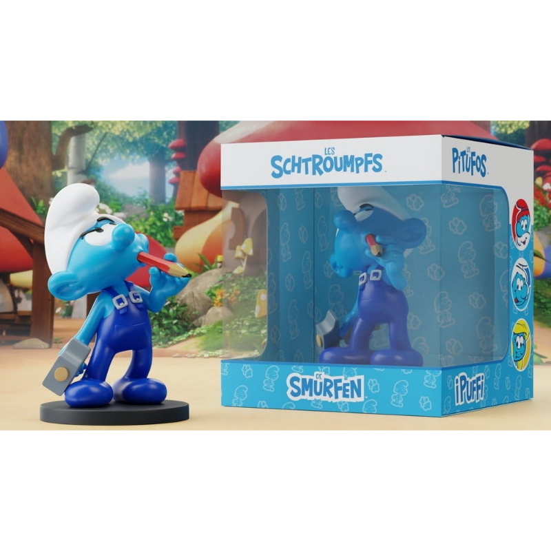 Puffi The Smurfs - Blue Resin Statua Handy Smurf Puppy