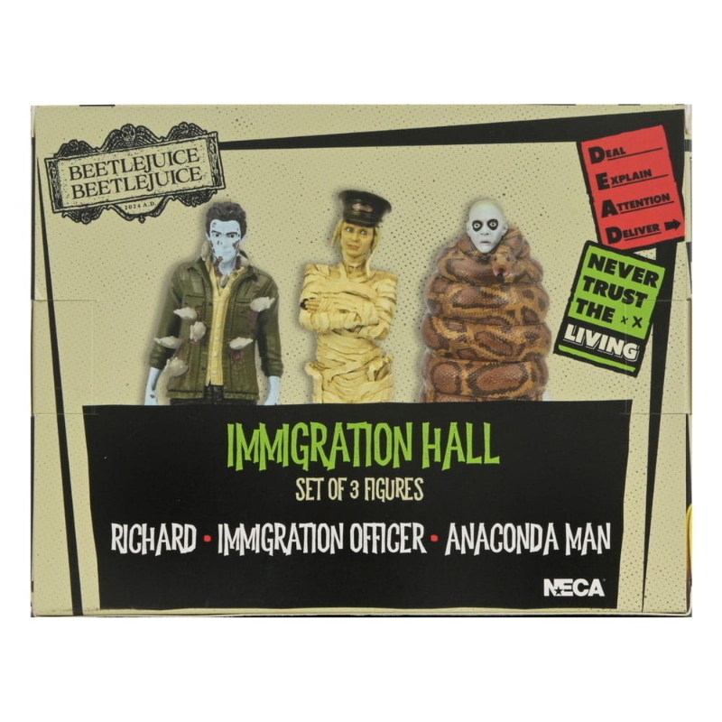 Beetlejuice - Set 3 Figure Immigration Hall Richard Anaconda Man NECA
