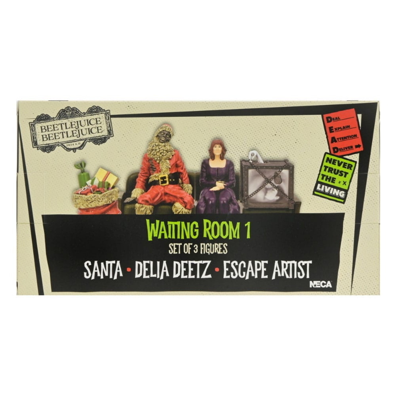 Beetlejuice - Set 3 Figure Waiting Room 1 Delia Deetz Escape Artist Babbo Natale NECA