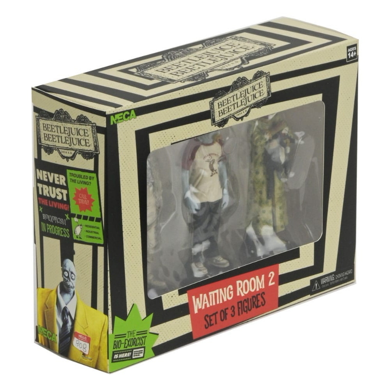 Beetlejuice - Set 3 Figure Waiting Room 2 Spaceman Hot Dog Contest Winner Cat Lady NECA
