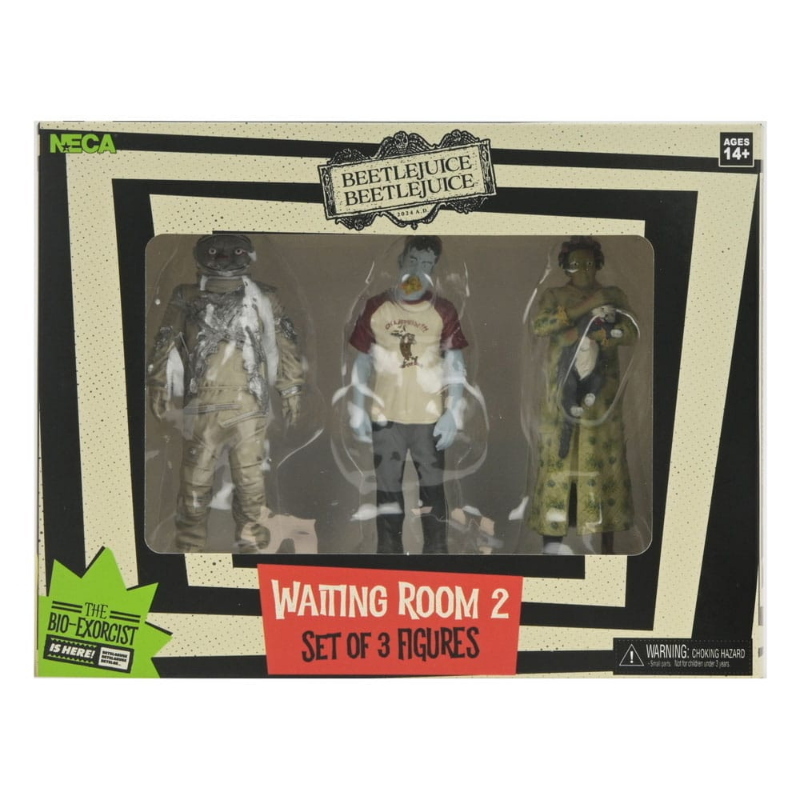 Beetlejuice - Set 3 Figure Waiting Room 2 Spaceman Hot Dog Contest Winner Cat Lady NECA